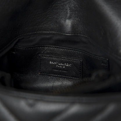 Saint Laurent Sheepskin Matelasse Chevron Monogram Monochrome Medium College Bag Black 9 of 12