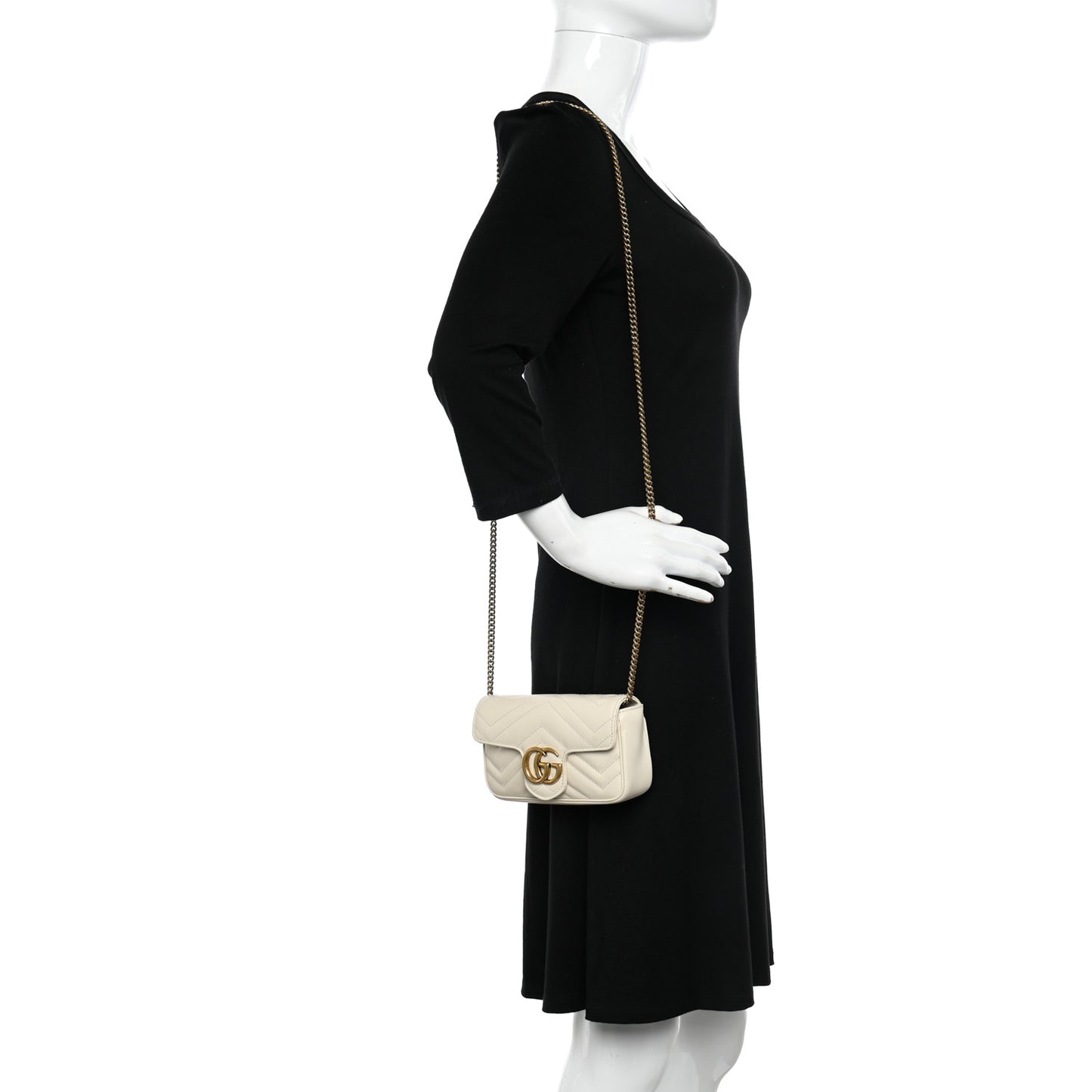 Calfskin Matelasse Super Mini GG Marmont Shoulder Bag White