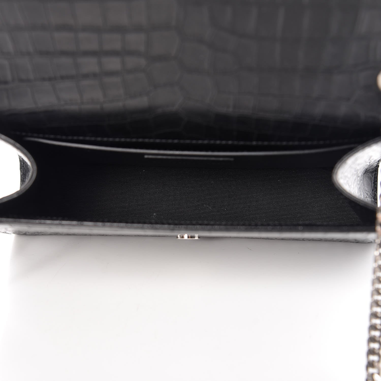 Saint Laurent Calfskin Crocodile Embossed Medium Classic Monogram Kate Tassel Satchel Black 5 of 13