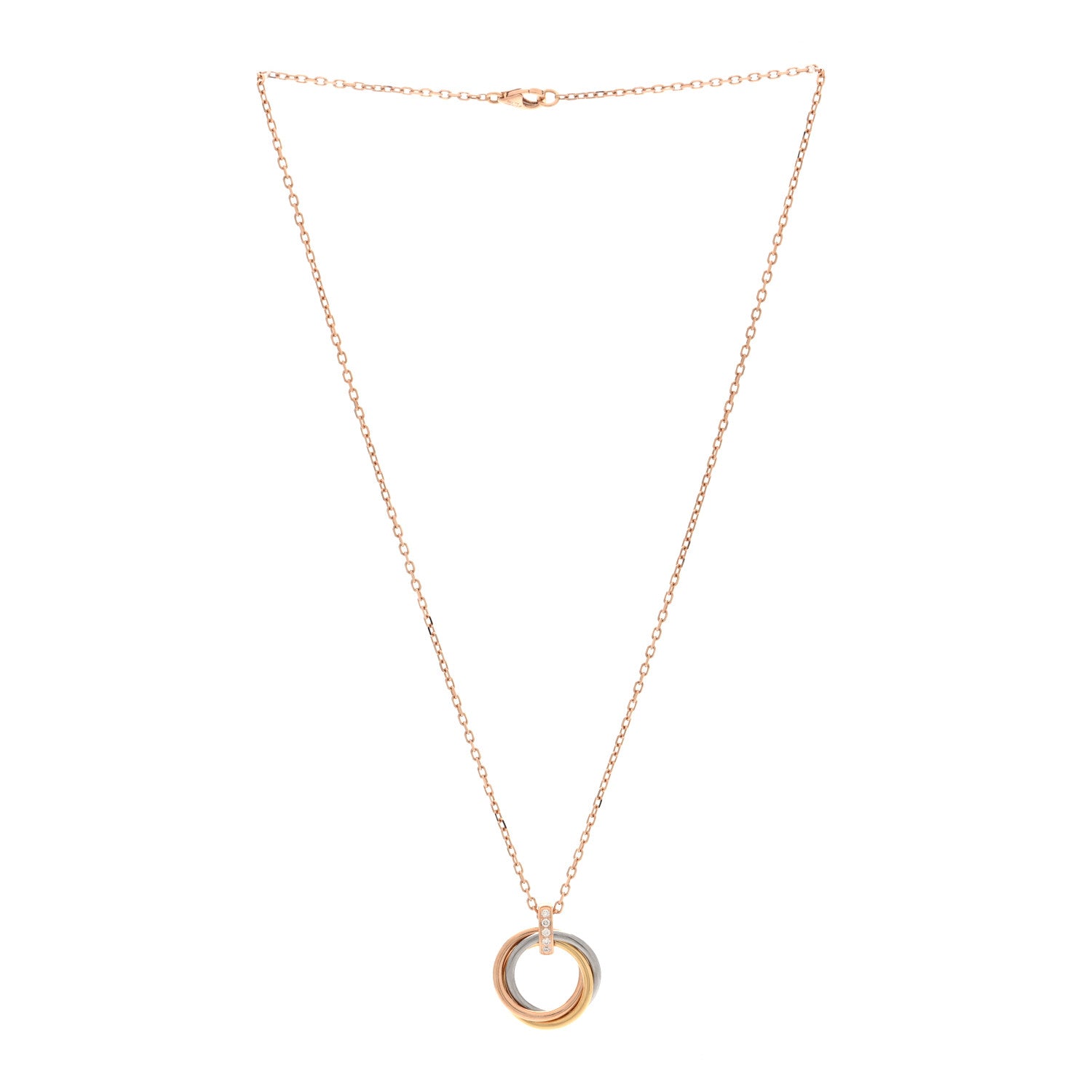 Cartier 18K Pink White Yellow Gold Diamond Trinity Pendant Necklace 2 of 10