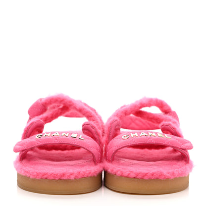 Chanel Cord Lambskin Quilted Logo Sandals 38 Pink 2 of 8
