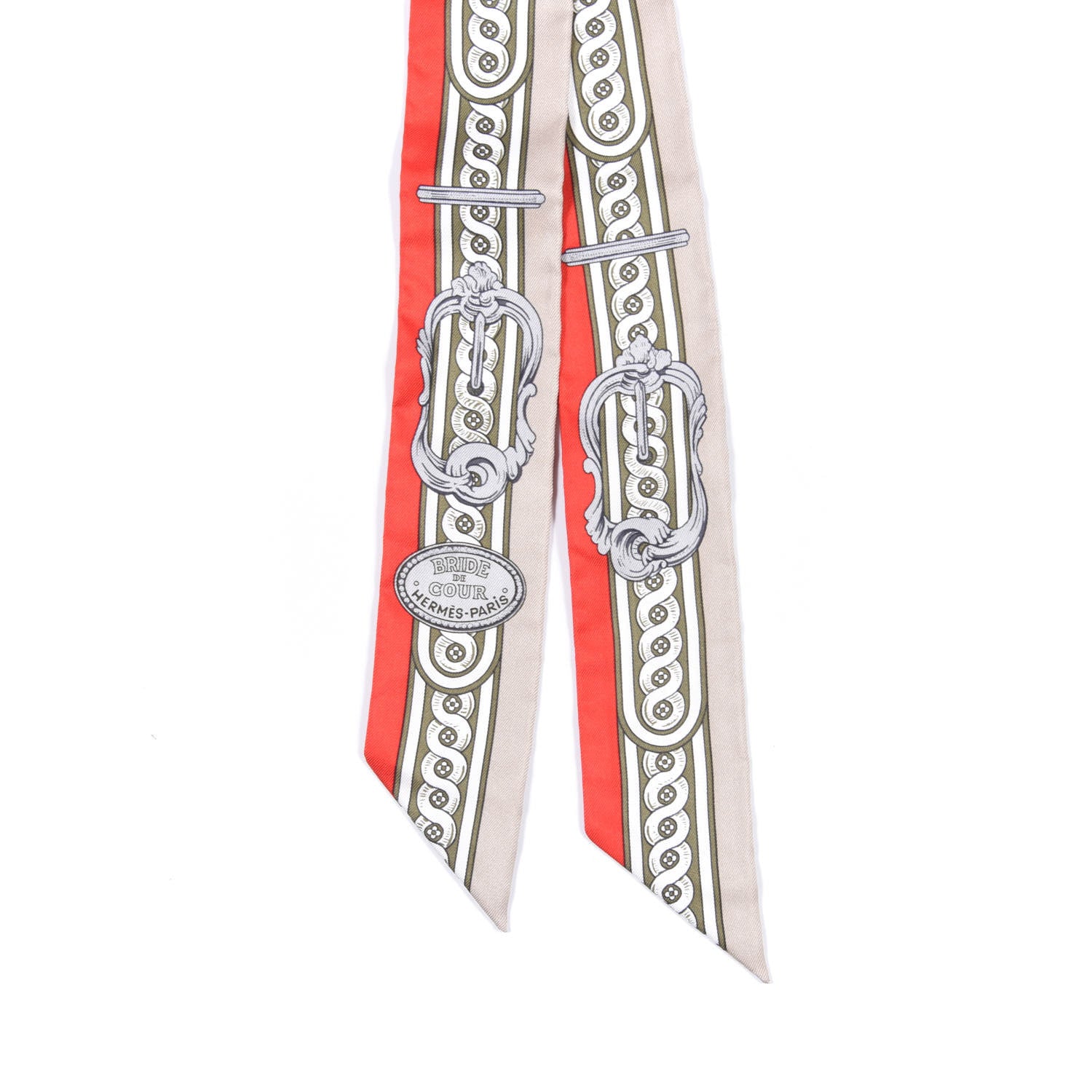 Hermes Silk Bride De Cour Twilly Corail Naturel Kaki 4 of 4