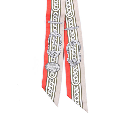 Hermes Silk Bride De Cour Twilly Corail Naturel Kaki 4 of 4