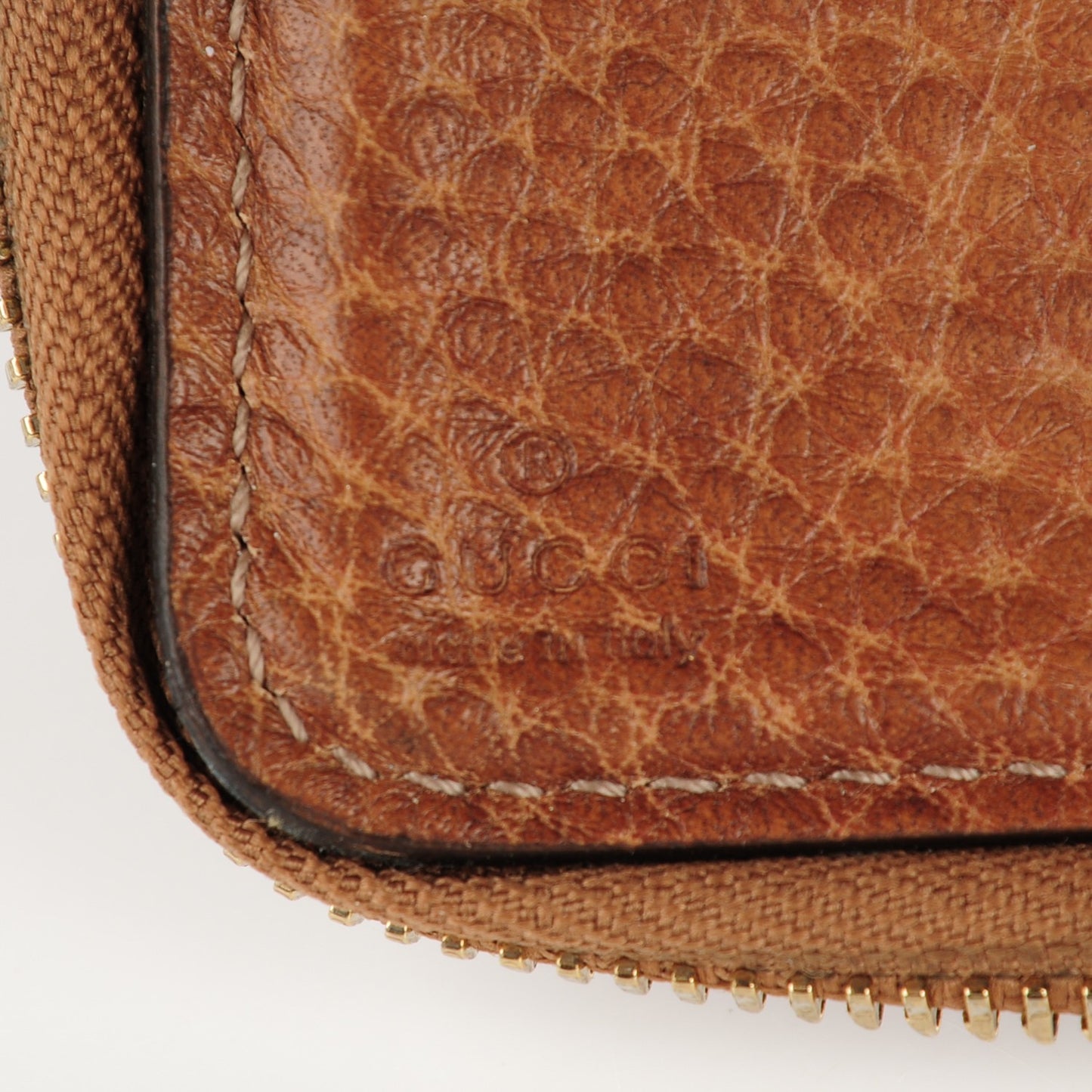 Guccissima Bamboo Tassel Zip Around Wallet Natural Brown
