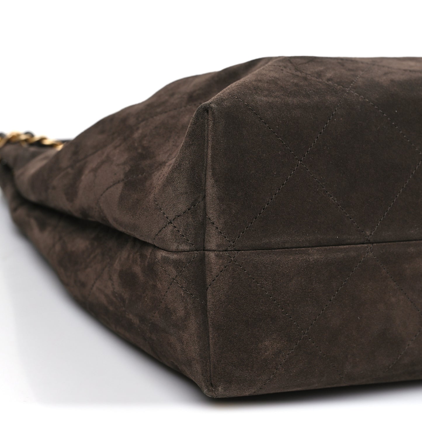Suede Calfskin Lambskin Quilted Maxi Hobo Dark Brown