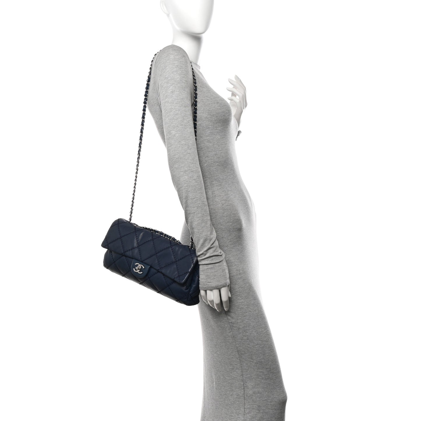 Lambskin Ultimate Stitch Flap Blue