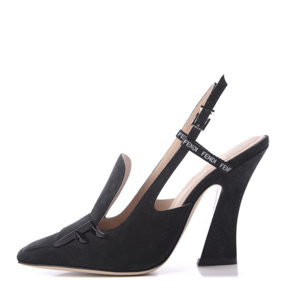 Fendi Suede FFreedom Slingback Pumps 36.5 Black 1 of 9