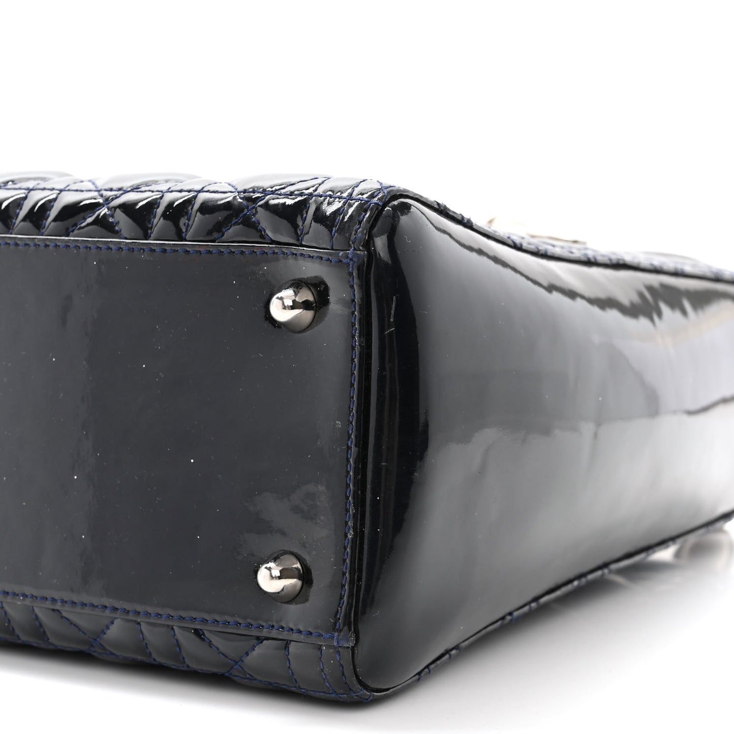 Patent Cannage Large Lady Dior Navy Blue