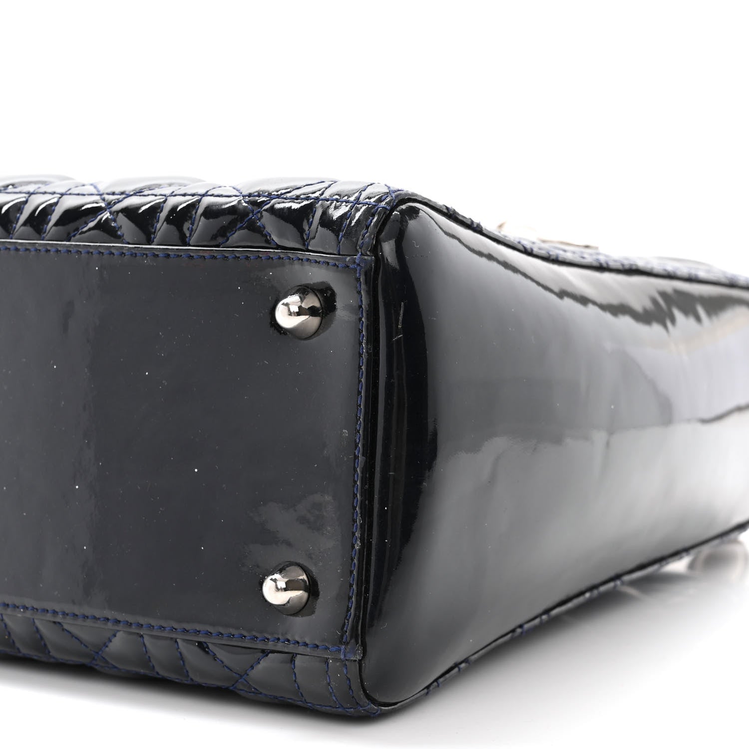 Christian Dior Patent Cannage Large Lady Dior Navy Blue 10 of 10