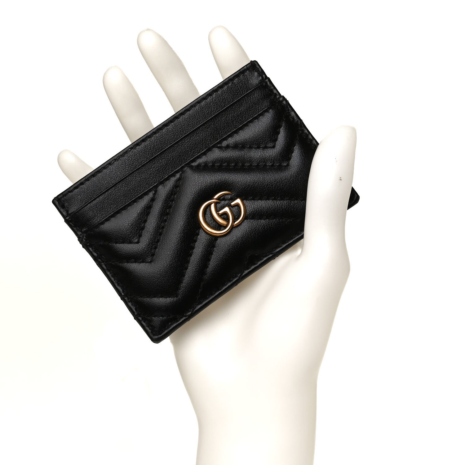 Gucci Calfskin Matelasse GG Marmont Card Holder Black 2 of 8