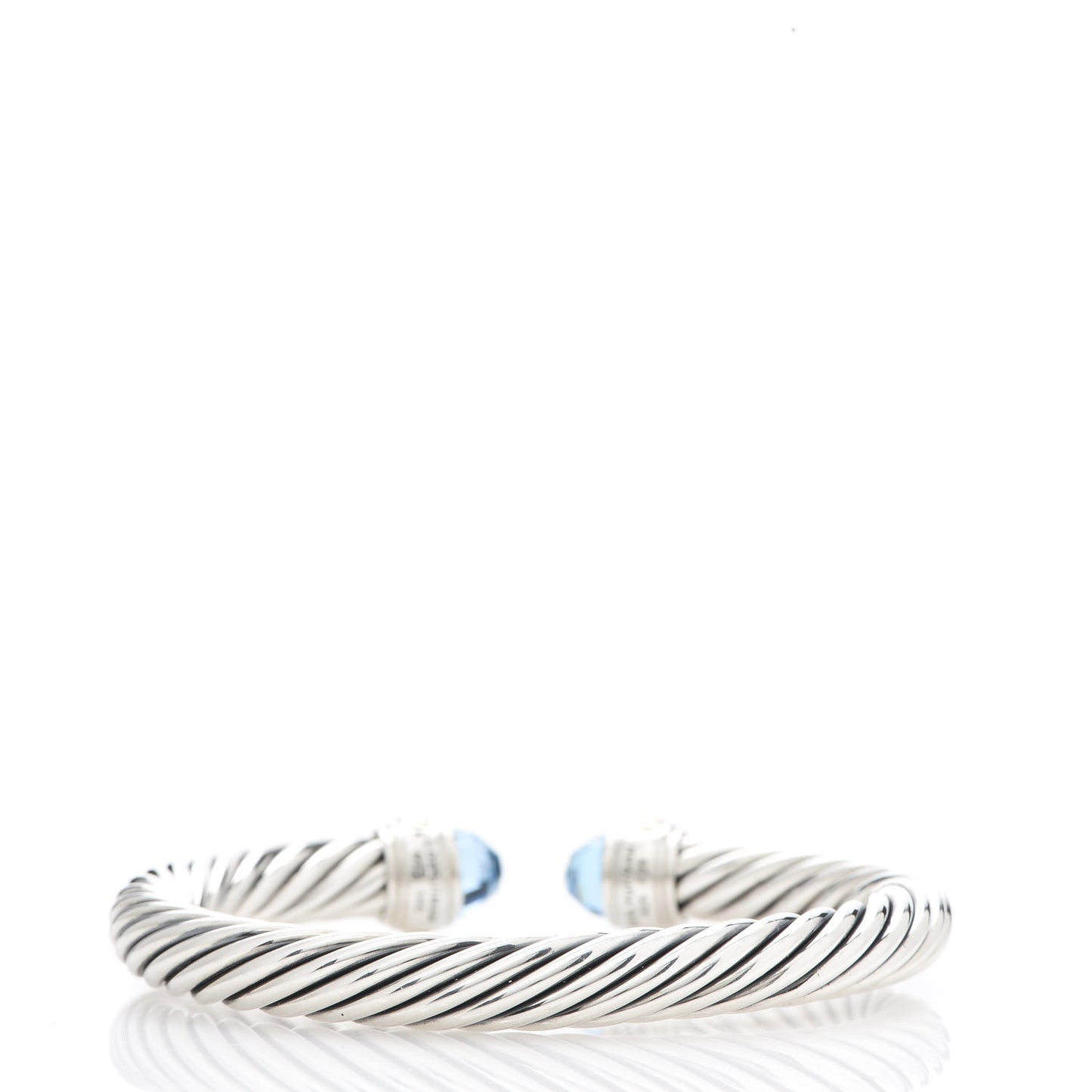 Sterling Silver 14K Yellow Gold Blue Topaz 7mm Cable Classics Bracelet
