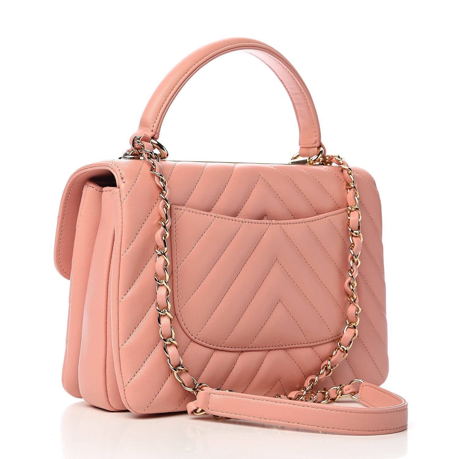 Chanel Lambskin Chevron Quilted Small Trendy CC Dual Handle Flap Bag Light Pink 2 of 11