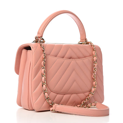 Chanel Lambskin Chevron Quilted Small Trendy CC Dual Handle Flap Bag Light Pink 2 of 11