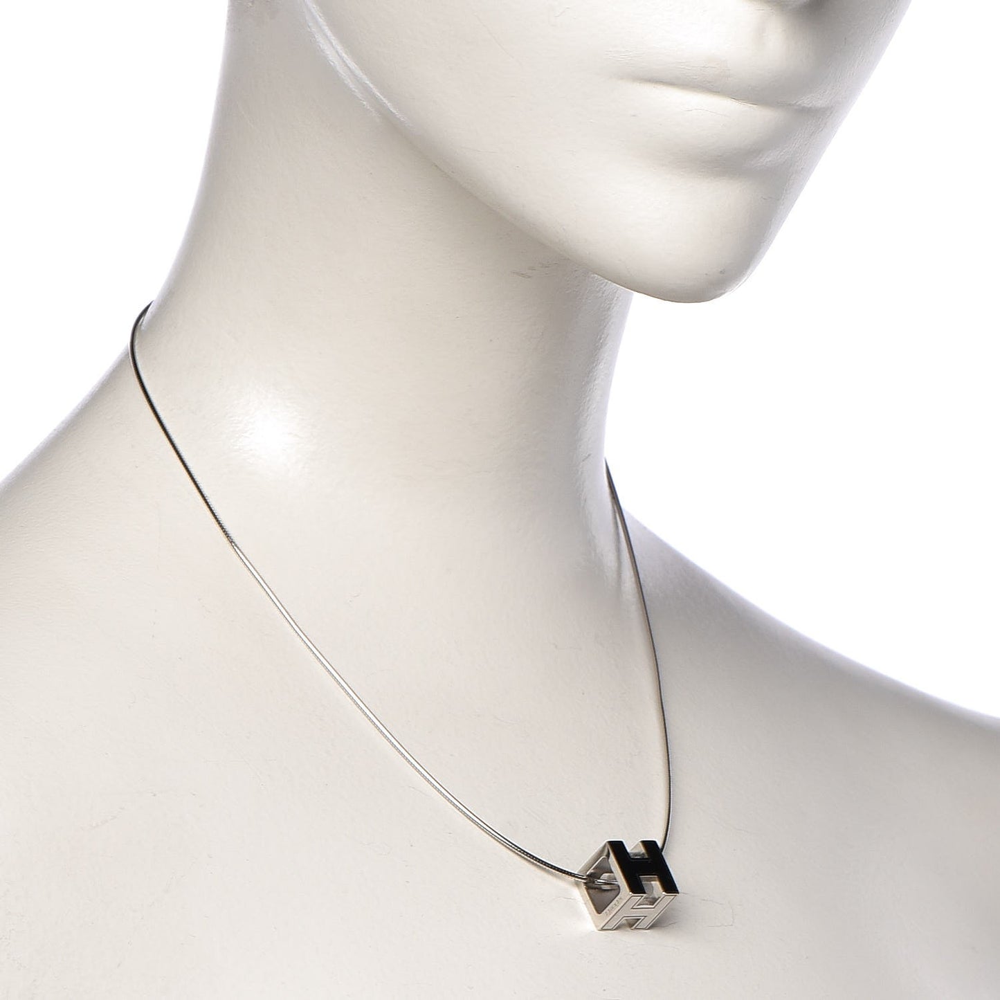 Lacquered Palladium Cage d'H Pendant Necklace Black