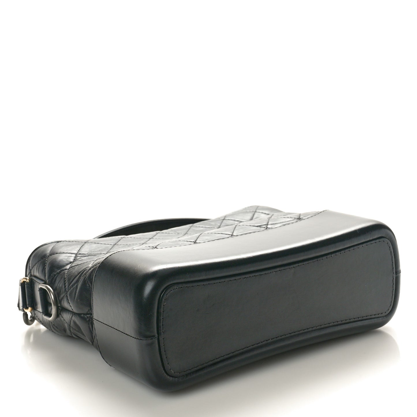 Aged Smooth Calfskin Quilted Medium Gabrielle Logo Hobo Black