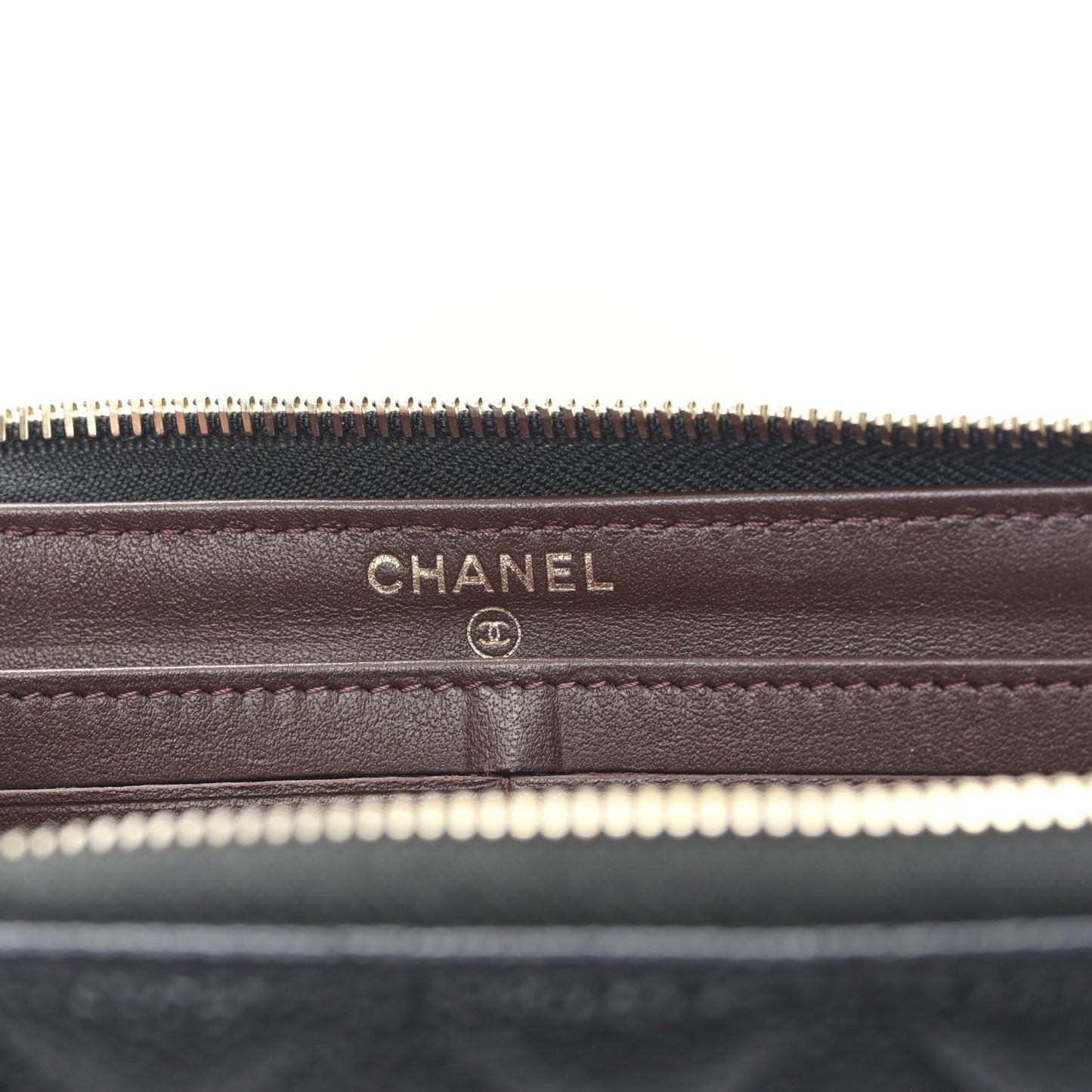 Caviar Quilted Zip Around Clutch Wallet Black