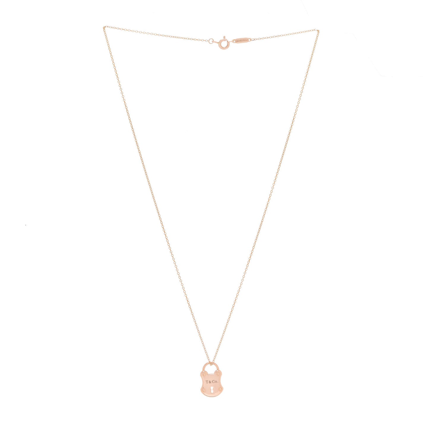 18K Rose Gold Emblem Lock Pendant Necklace