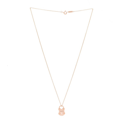 Tiffany 18K Rose Gold Emblem Lock Pendant Necklace 3 of 6