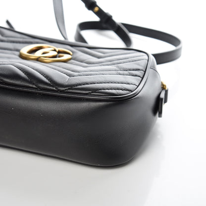 Gucci Calfskin Matelasse Small GG Marmont Chain Shoulder Bag Black 8 of 11