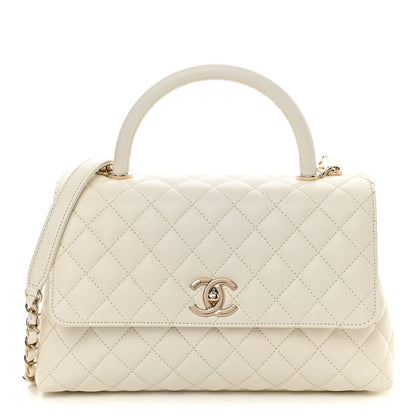 Chanel Caviar Quilted Small Coco Handle Flap White 1 of 11