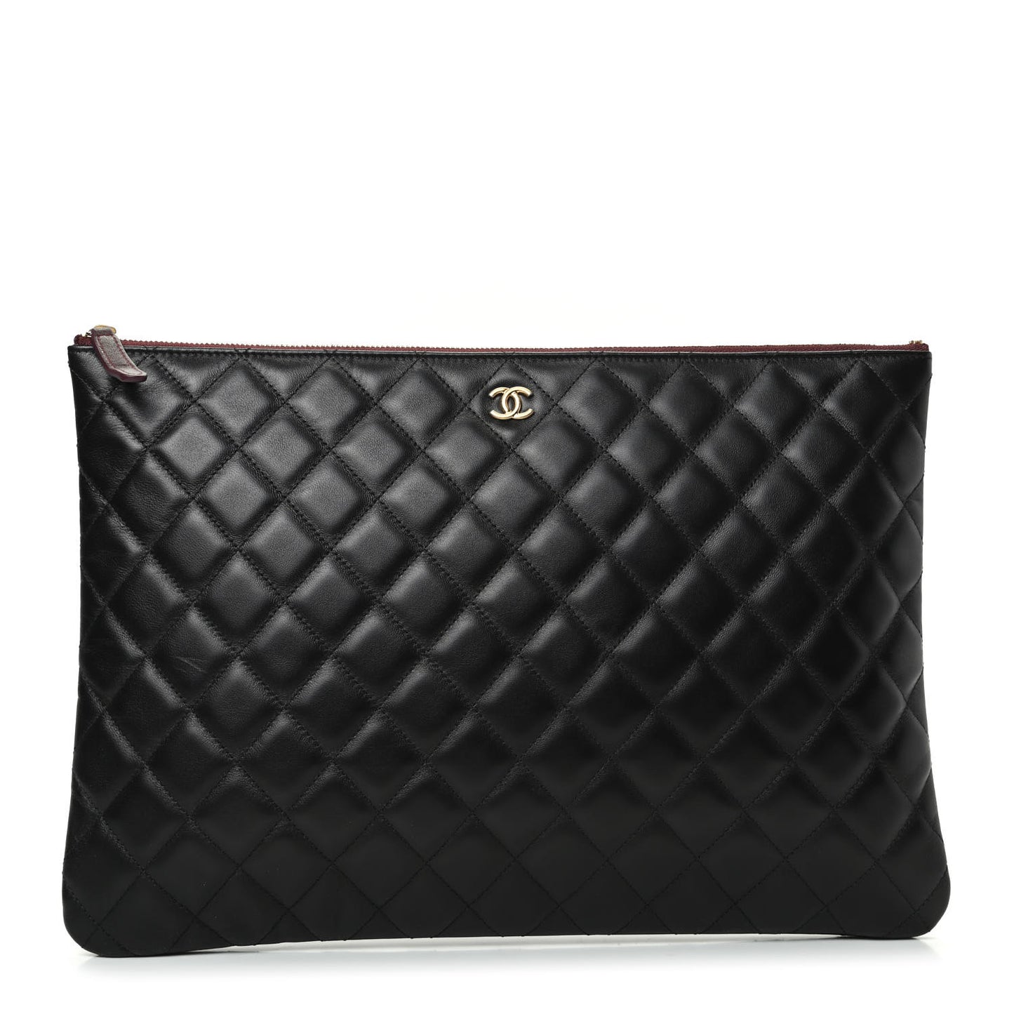 Lambskin Quilted Large Cosmetic Case Black