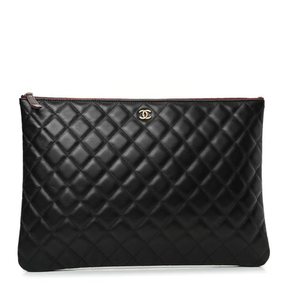 Chanel Lambskin Quilted Large Cosmetic Case Black 1 of 7