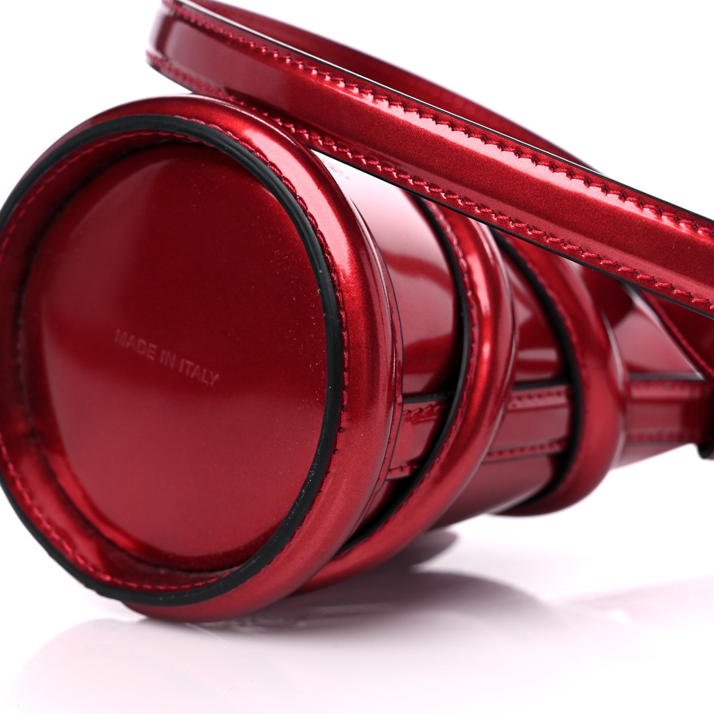 Metallic Calfskin The Curve Mini Shoulder Bag Red