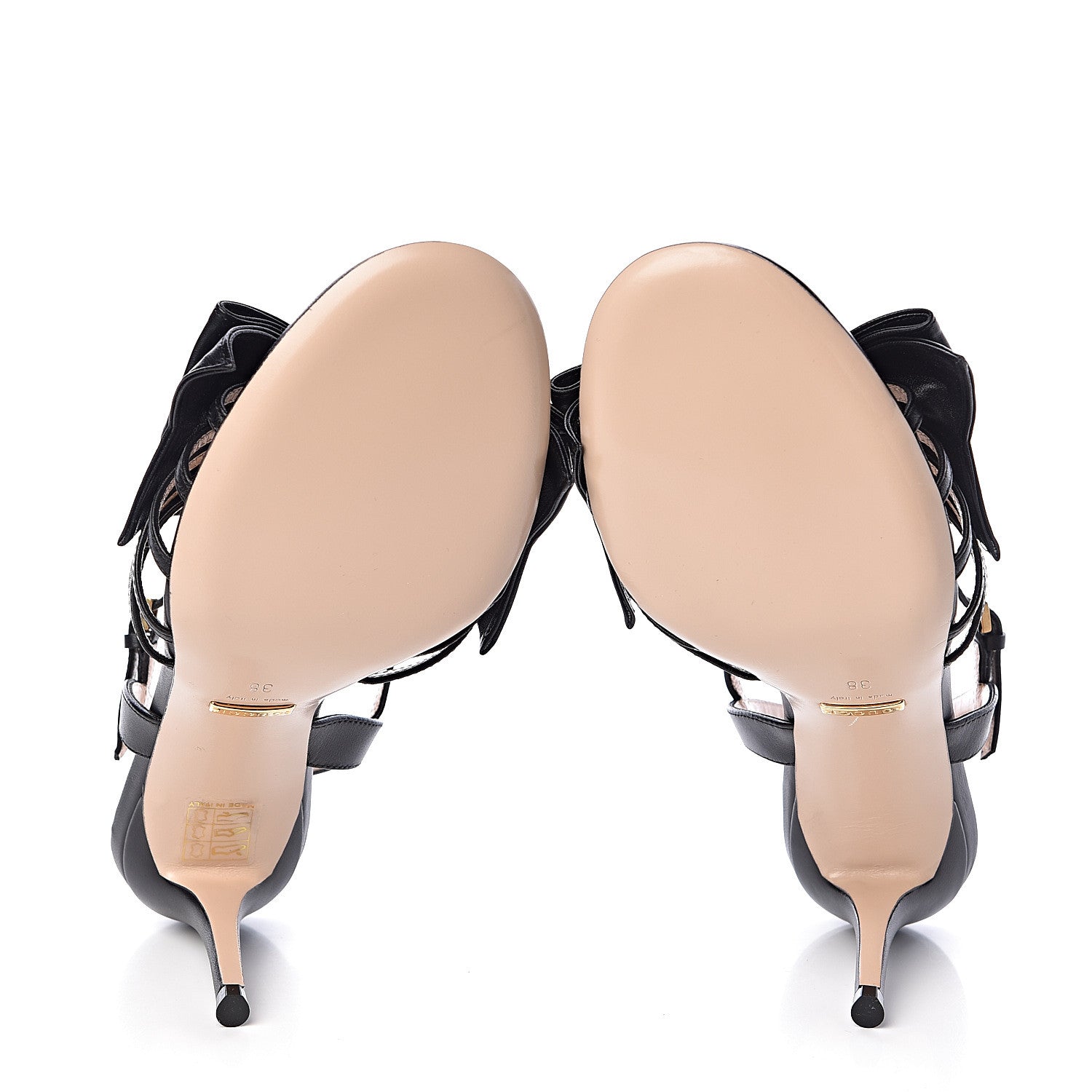 Gucci Nappa Queen Margaret Mid Heel Sandals 38 Black 5 of 8