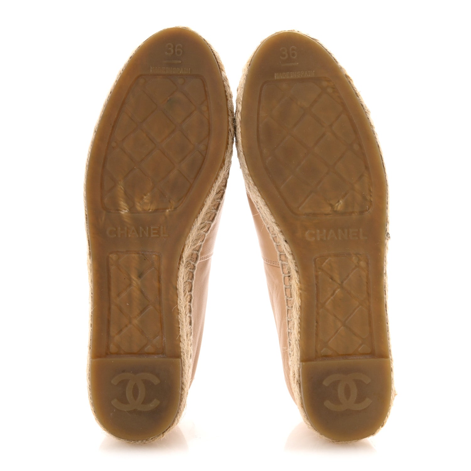 Chanel Lambskin CC Espadrilles 36 Beige Black 6 of 11