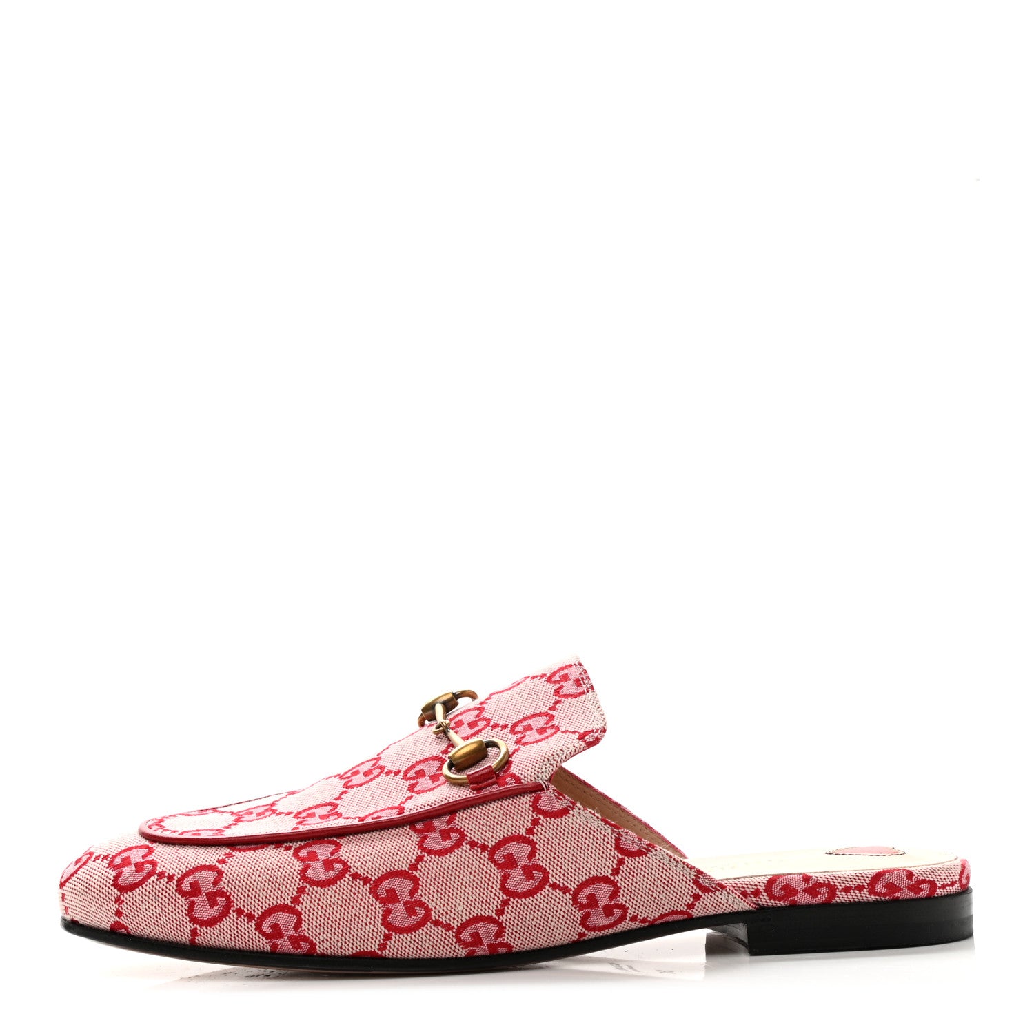 Gucci Canvas GG Monogram Horsebit Womens Princetown Slippers 38 Gardenia Hibiscus Red 1 of 10