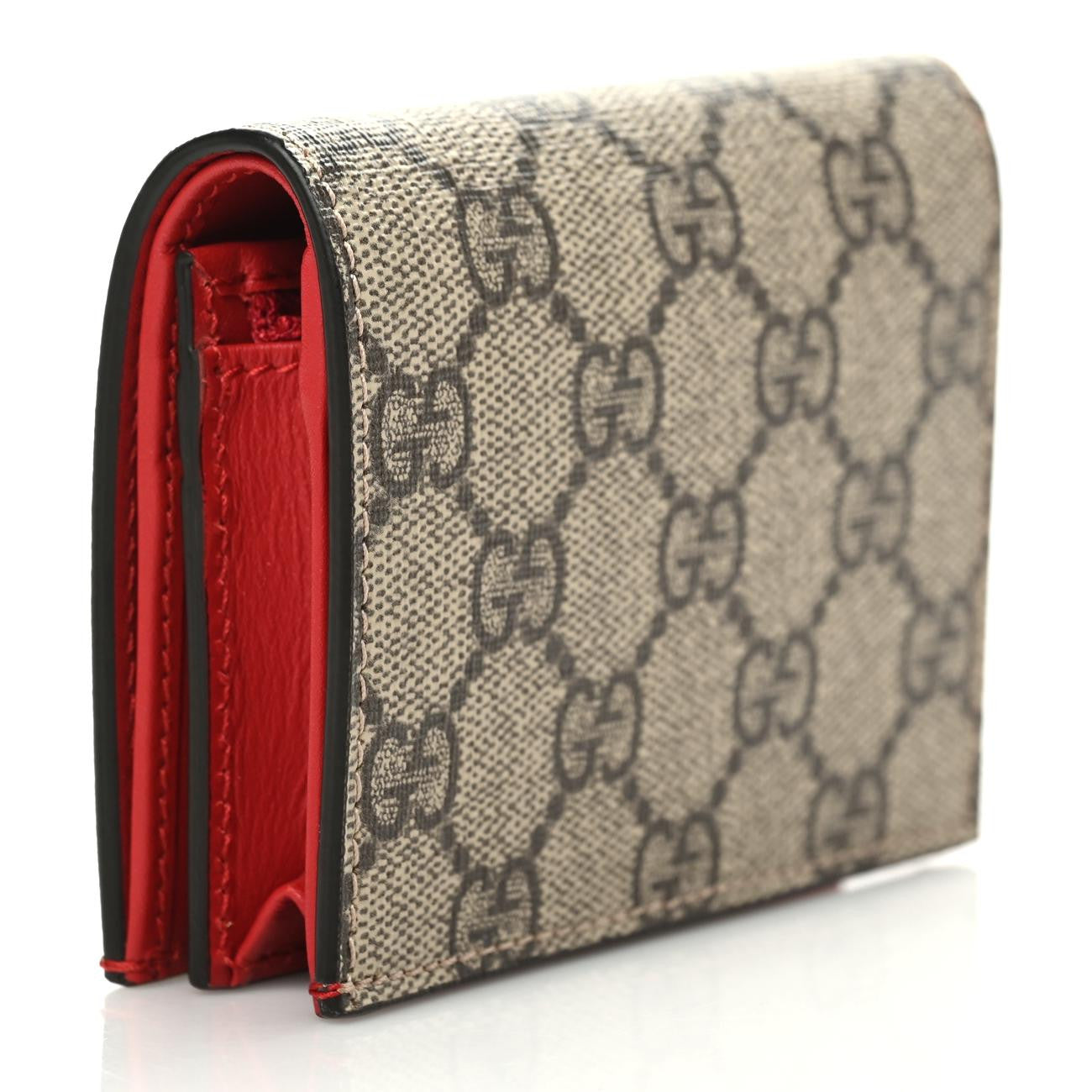 Gucci GG Supreme Monogram Cherry Embellished Card Case Wallet Hibiscus Red 3 of 7