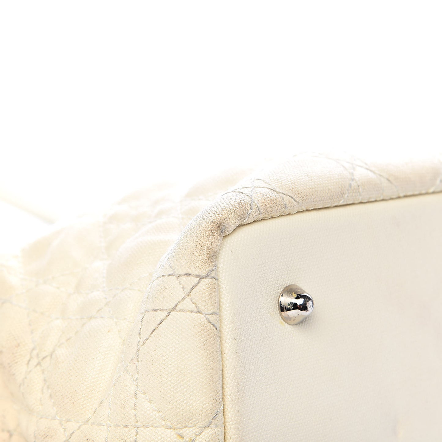 Coated Canvas Cannage Small Panarea Tote White