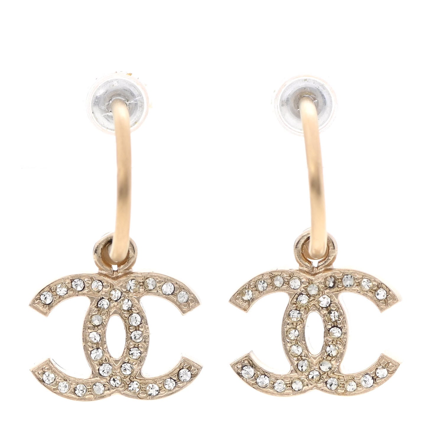 Crystal CC Drop Earrings Gold