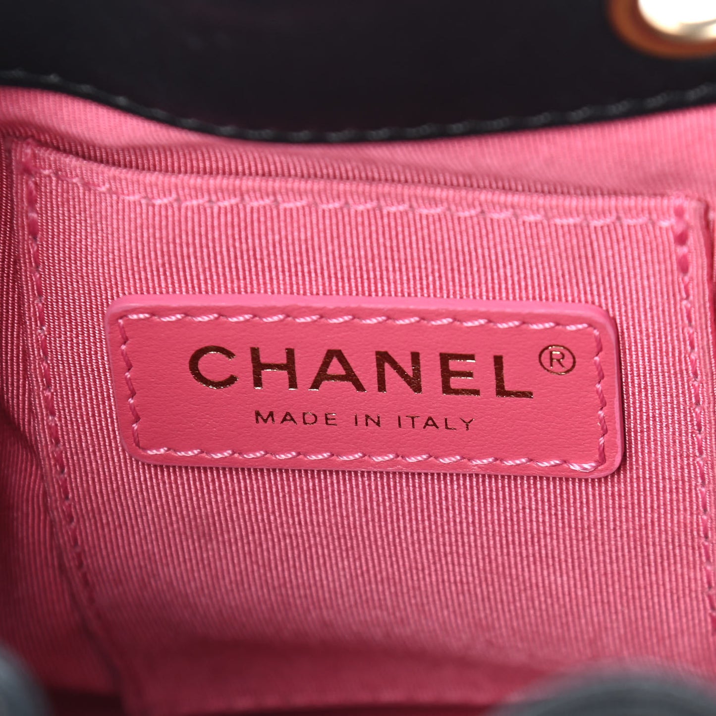 Lambskin Calfskin Quilted Strass Mania Mini Drawstring Bucket Bag Black