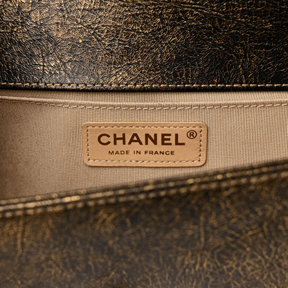 Chanel Cracked Metallic Calfskin Quilted Medium Boy Flap Gold 6 of 10