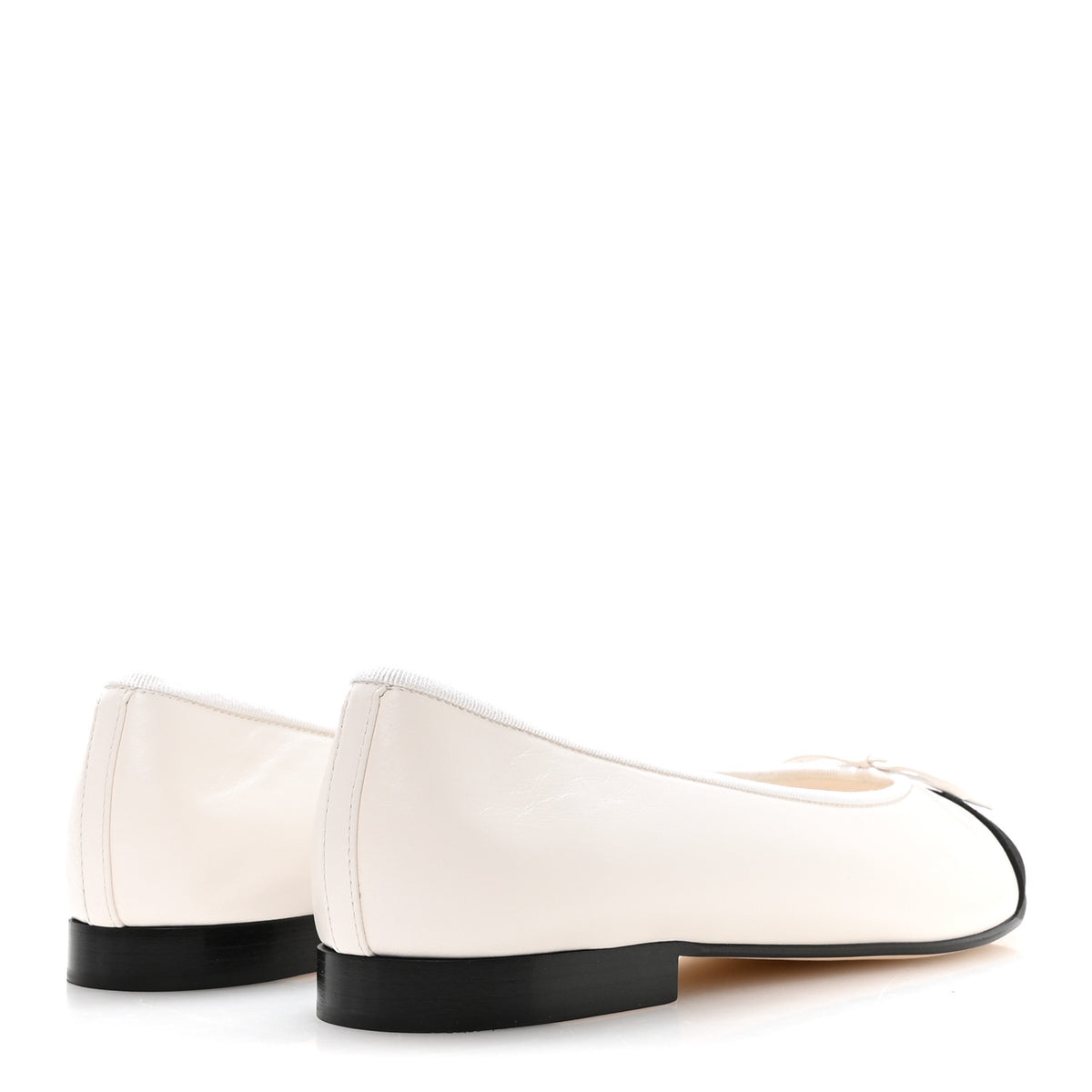 Chanel Lambskin Cap Toe CC Ballerina Flats 39 White Black 5 of 9