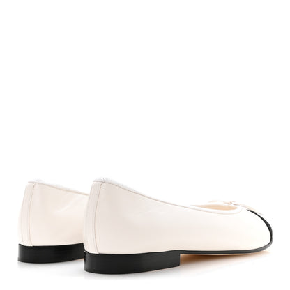 Chanel Lambskin Cap Toe CC Ballerina Flats 39 White Black 5 of 9