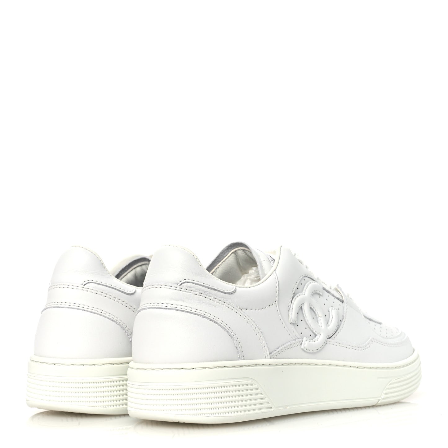 Calfskin CC Womens Sneakers 38 White