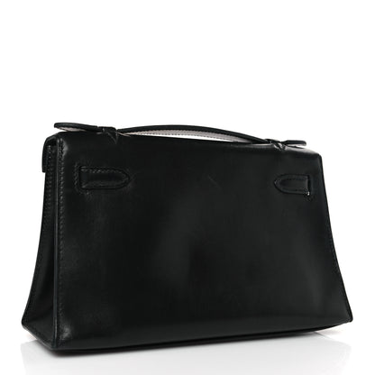 Hermes Tadelakt Kelly Pochette Clutch Black 3 of 9