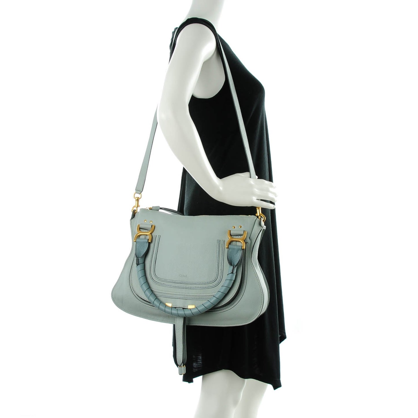 Calfskin Medium Marcie Satchel Icy Blue