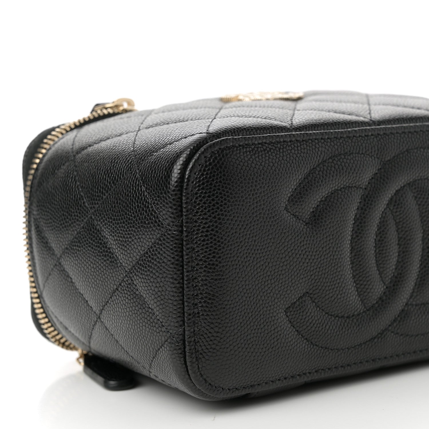 Chanel Caviar Quilted Crystal Hearts Small Vanity Case With Chain Black 10 of 12
