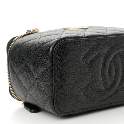 Chanel Caviar Quilted Crystal Hearts Small Vanity Case With Chain Black 10 of 12