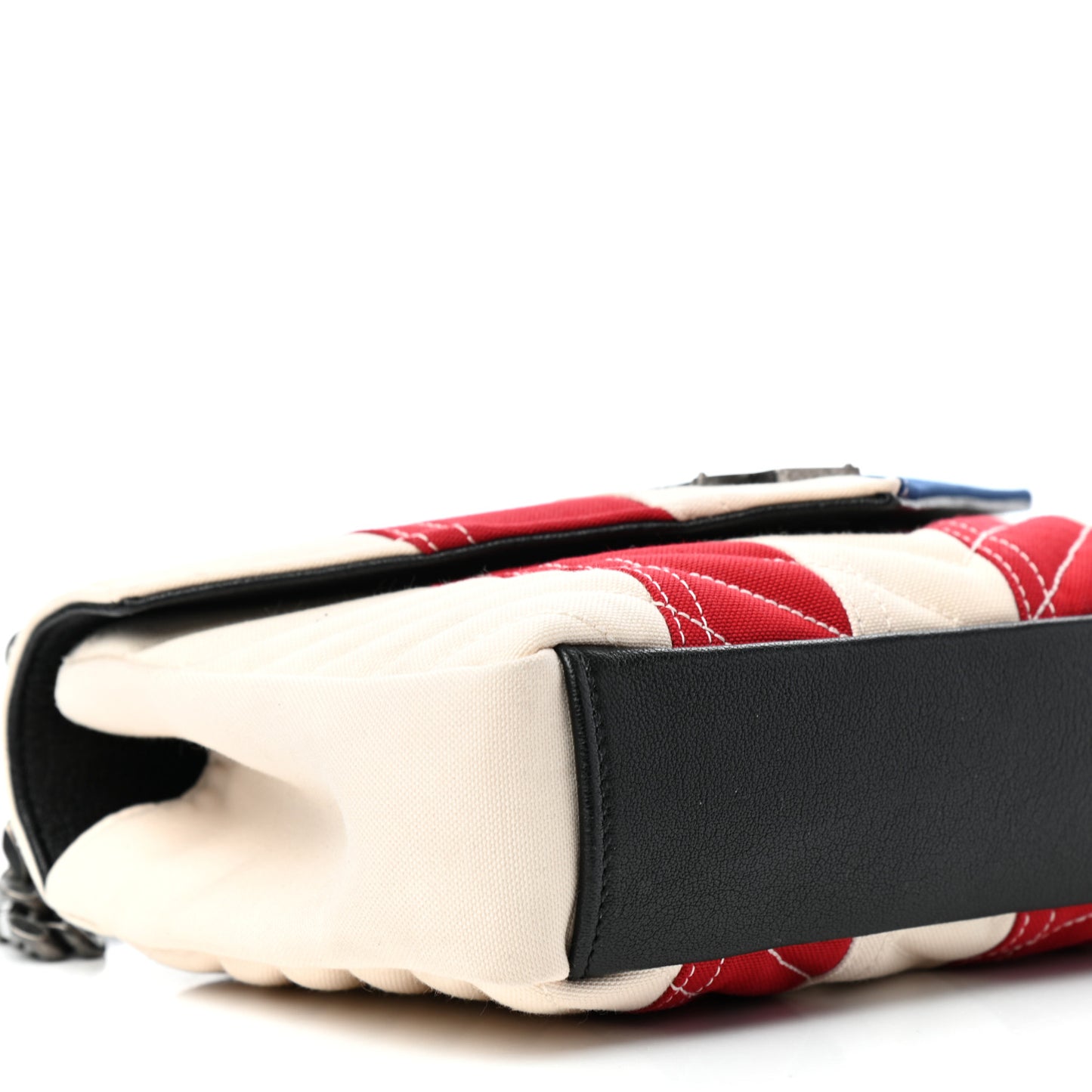 Canvas Matelasse Chevron American Flag Monogram Medium College Bag Red Blue