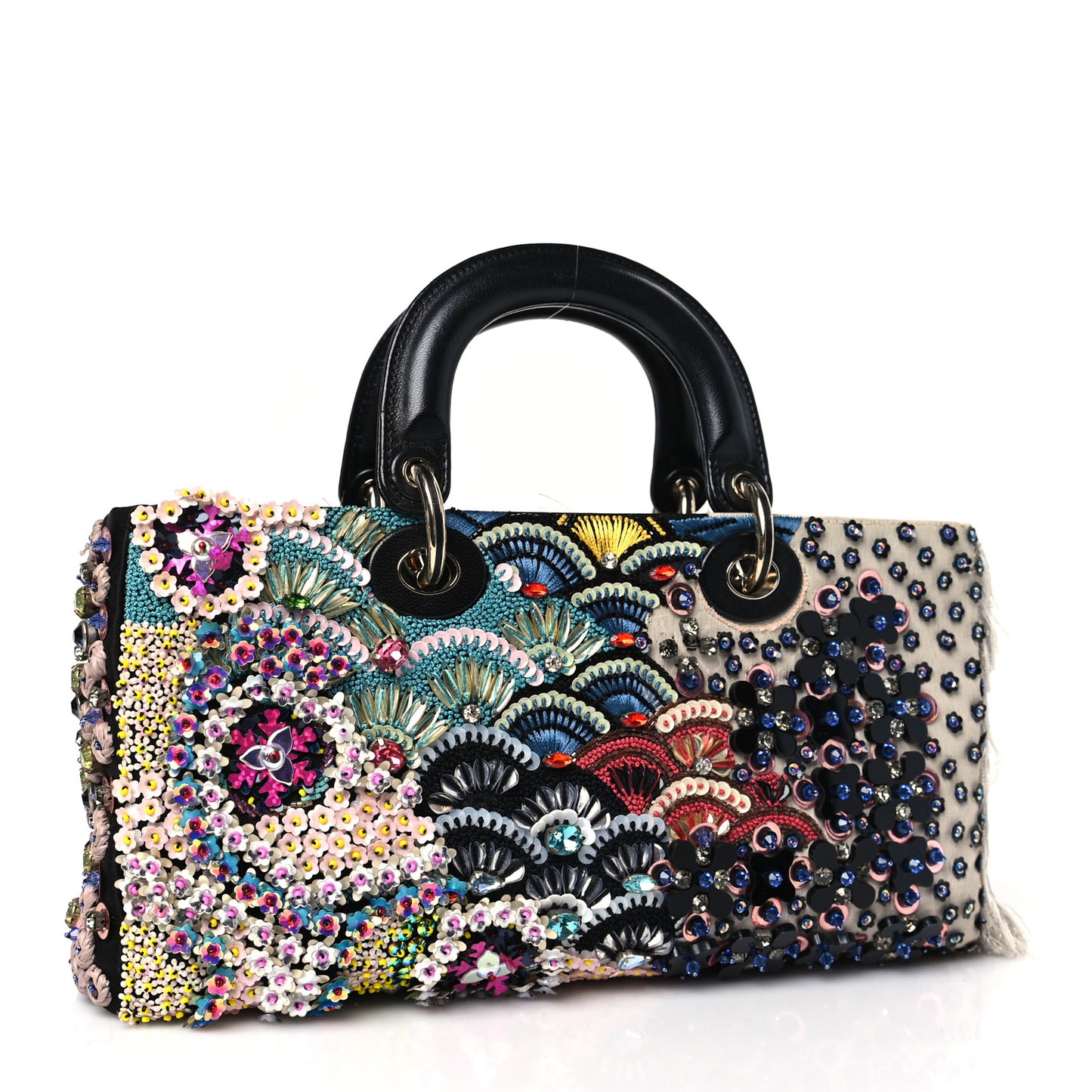 Calfskin Embroidered Sequin East West Lady Dior Multicolor