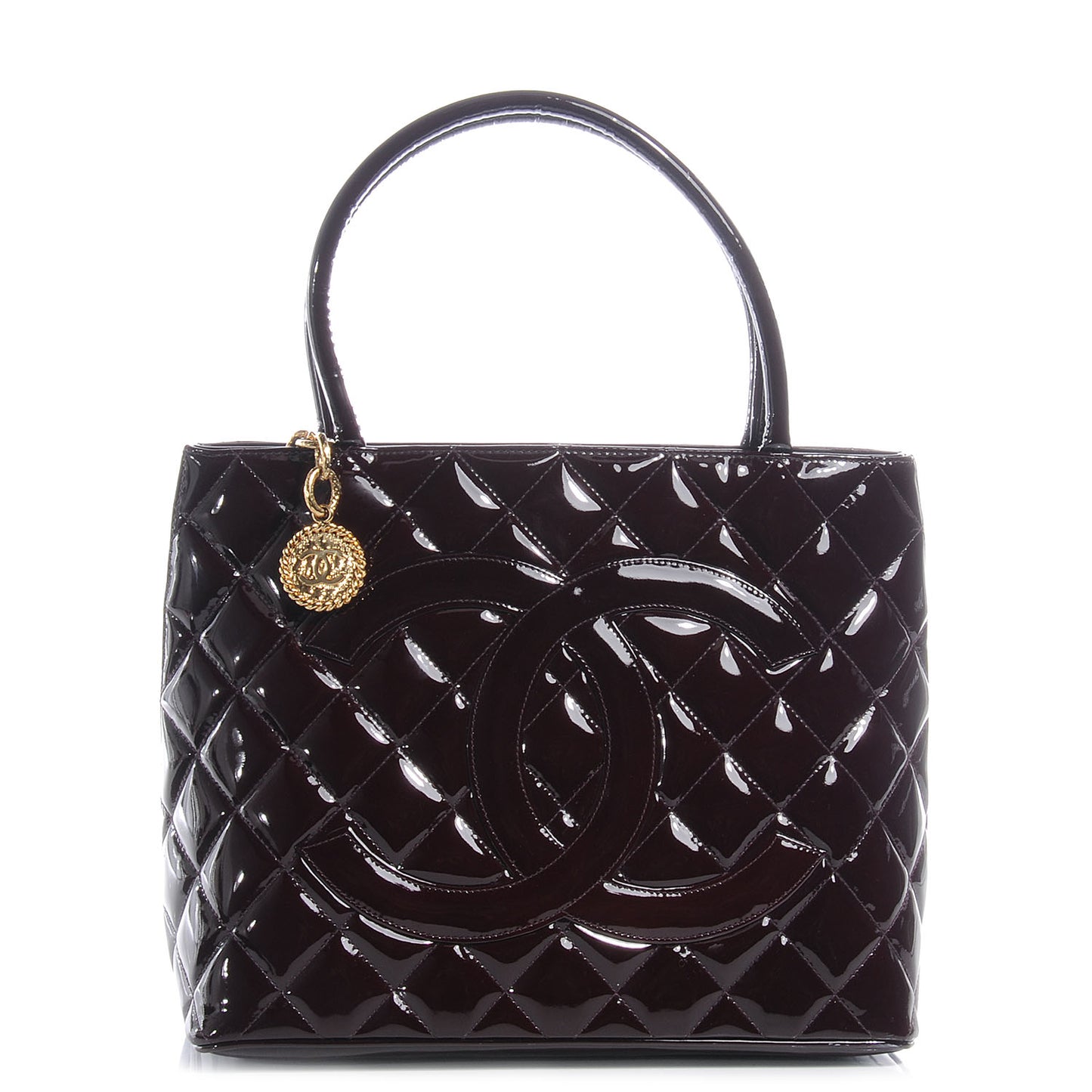 Patent Medallion Tote Bordeaux