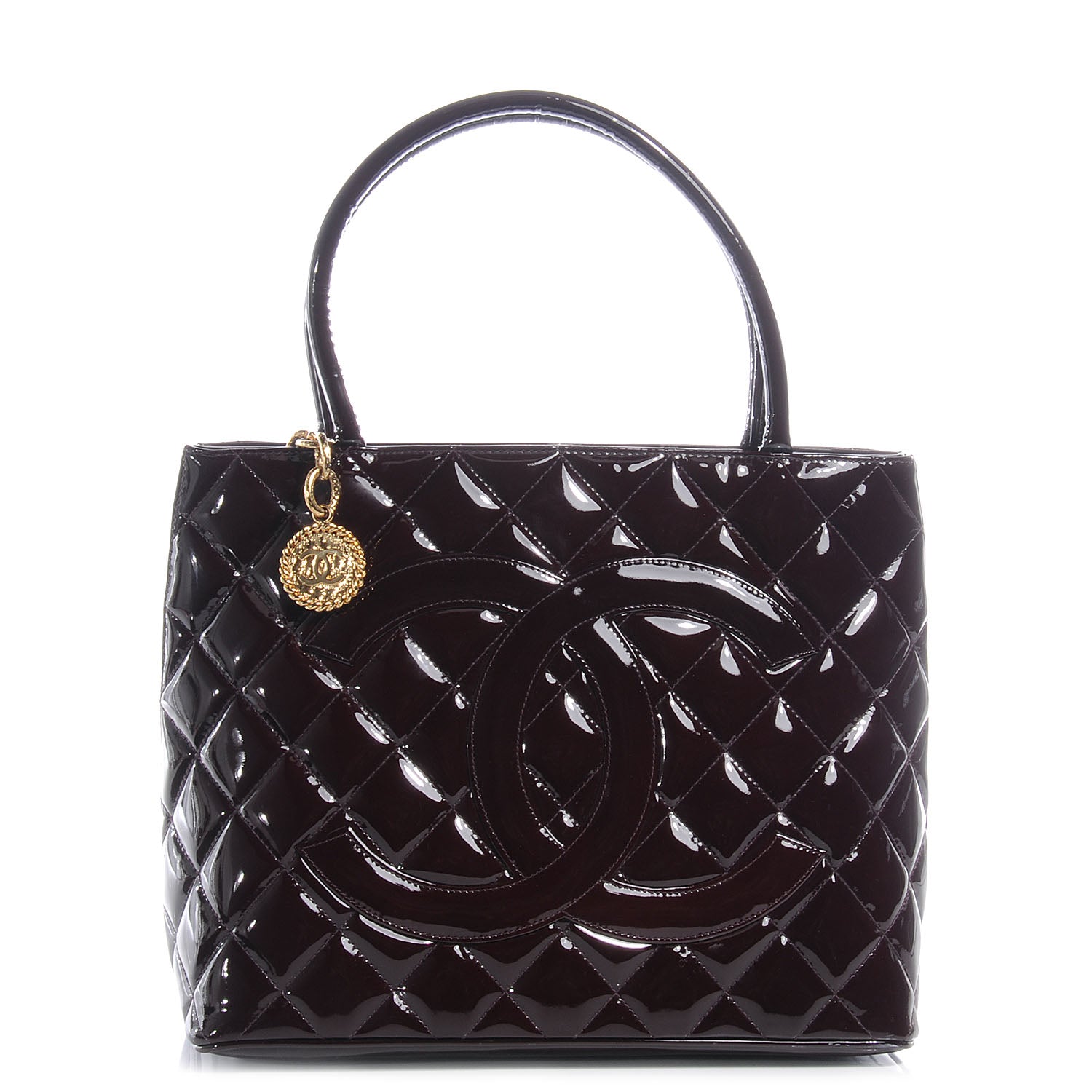 Chanel Patent Medallion Tote Bordeaux 1 of 8