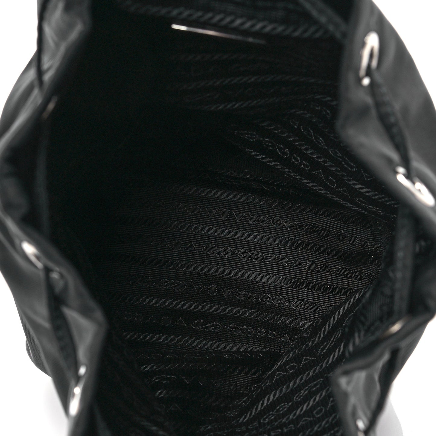 Saffiano Tessuto Nylon Vela Bucket Wristlet Black