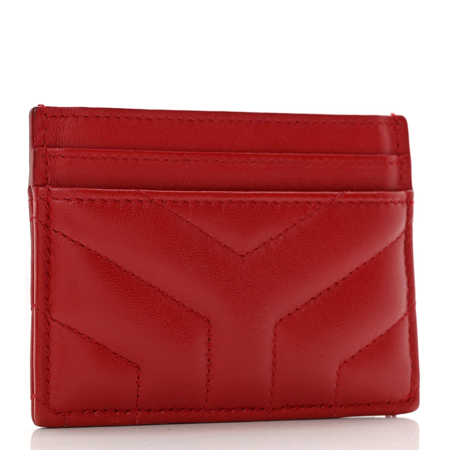 Calfskin Y Quilted Monogram LouLou Credit Card Case Red