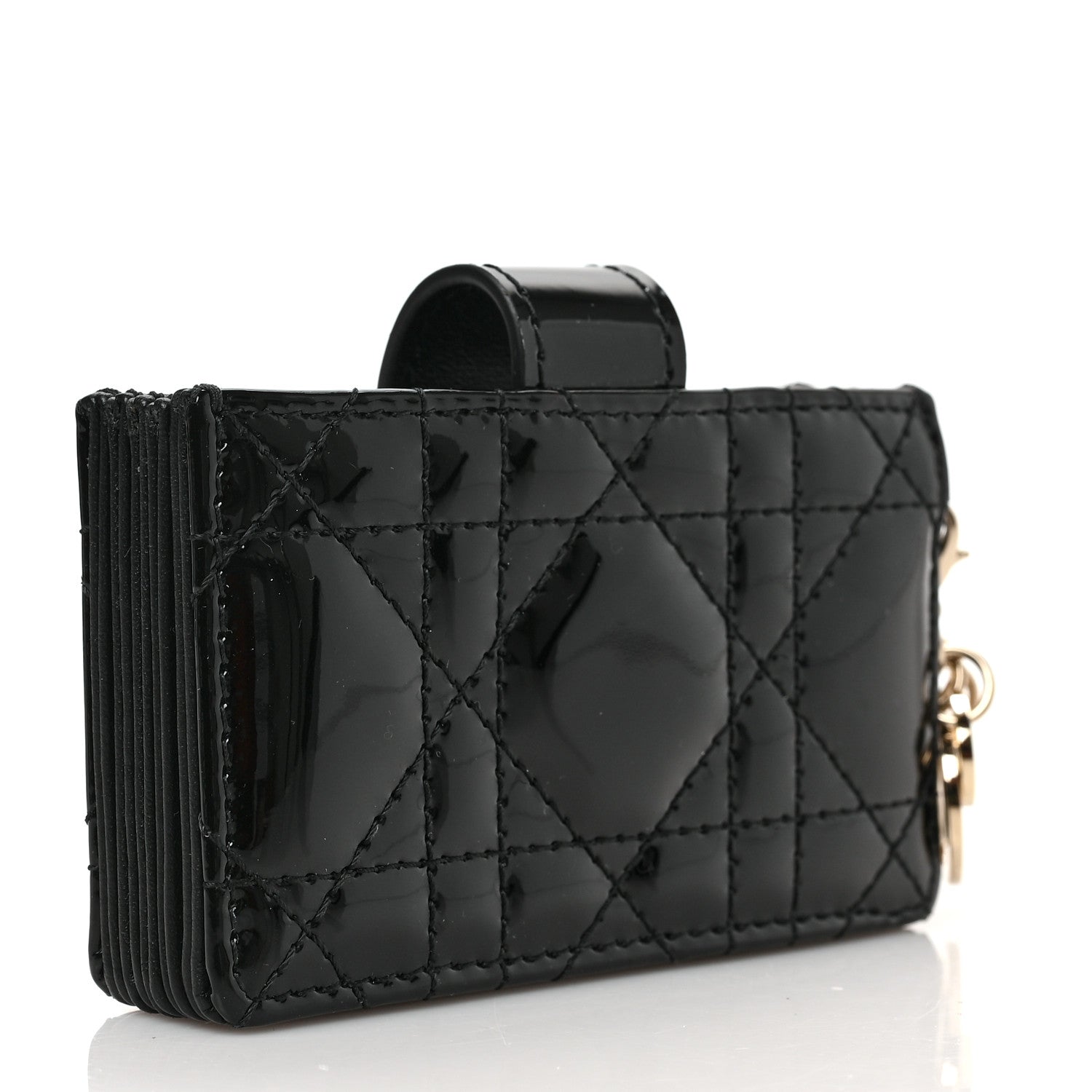 Christian Dior Patent Cannage Lady Dior 5-Gusset Card Holder Black 3 of 6