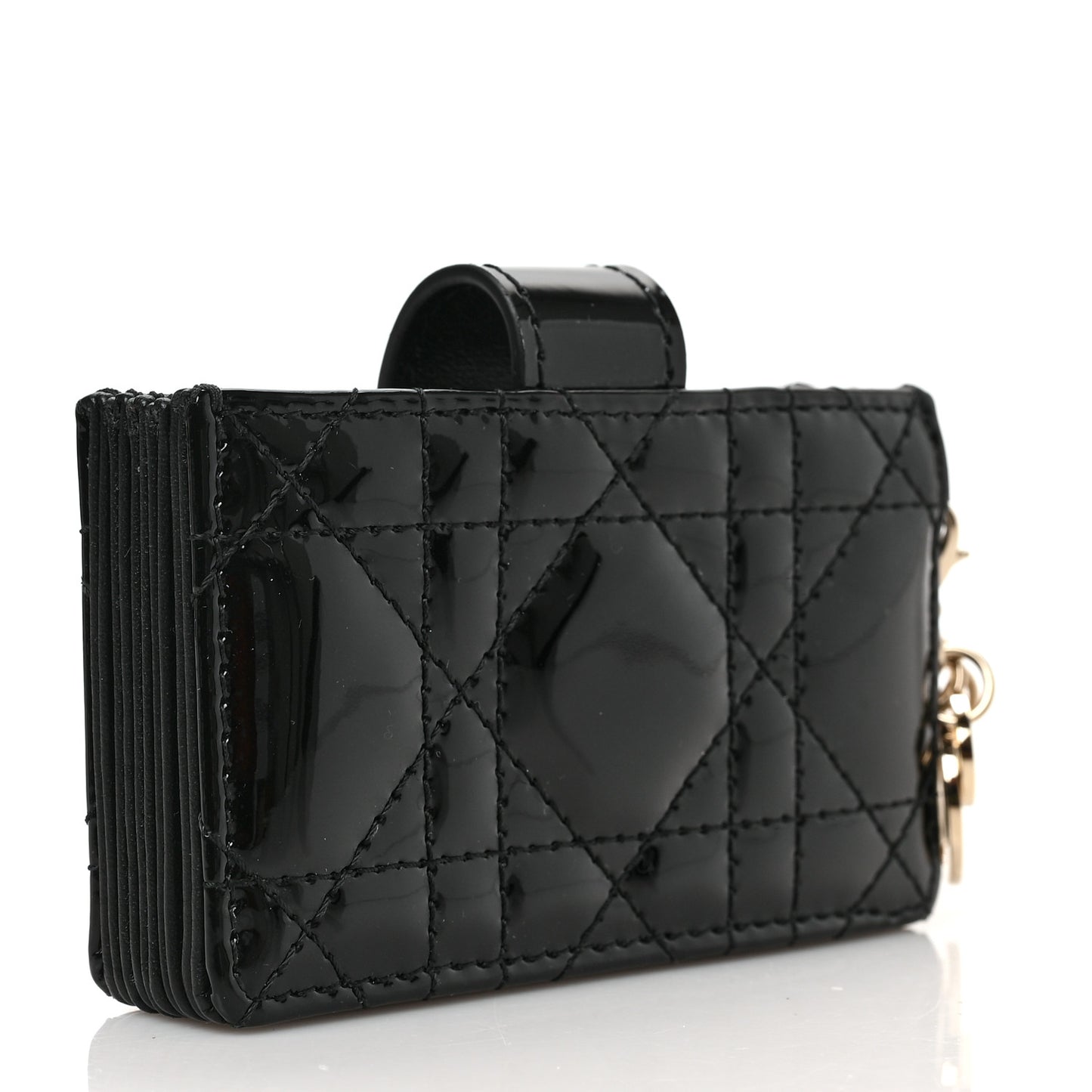 Patent Cannage Lady Dior 5-Gusset Card Holder Black
